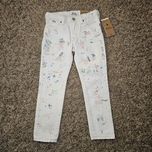 NWT Polo Ralph Lauren Astor Slim Paint Splattered Boyfriend White Jeans Size 4T